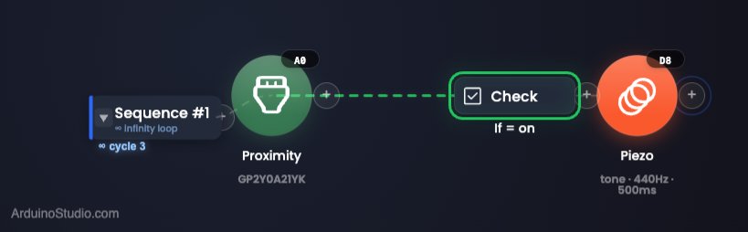 Ultrasonic Alarm Buzzer in the visual editor